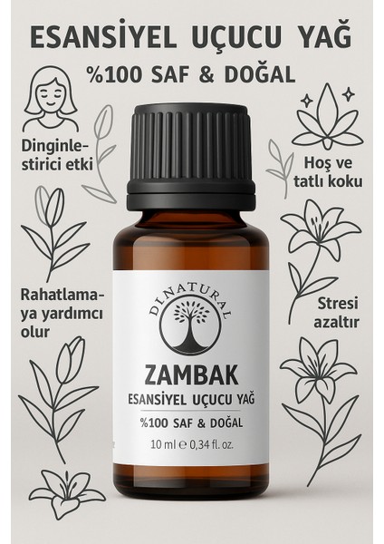 Zambak Uçucu Yağ Saf Doğal Esans Buhurdanlık Difüzör Oda Esansı 10 ml