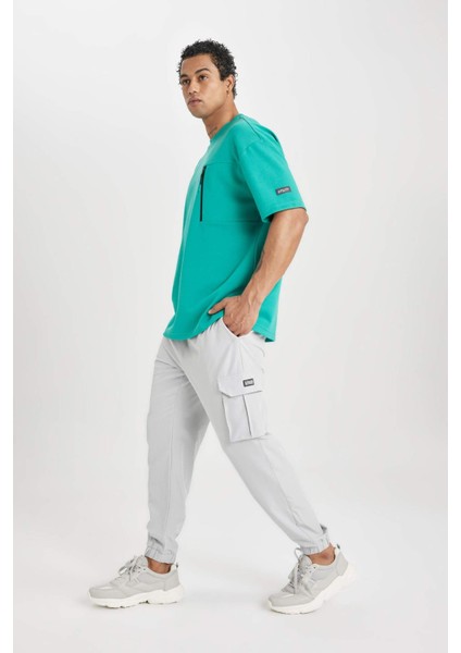 Fit Sporcu Jogger Eşofman Altı Standart Fit Kargo Cepli Dokuma Beli Paçası Lastikli C0043AX24SP