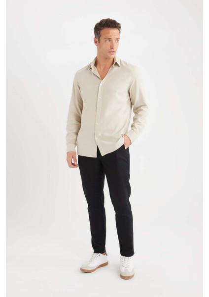 Yazlık Jogger Keten Düz Paça Pantolon D7542AX25SP