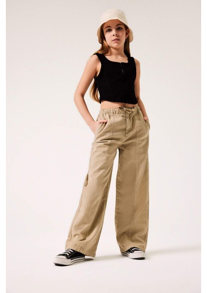 Kız Çocuk Wide Leg Geniş Paça Pamuklu Pantolon D7609A825SM fiyatları