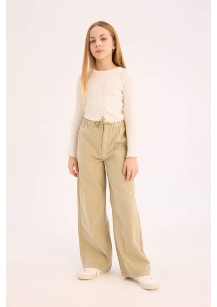 Kız Çocuk Wide Leg Geniş Paça Pamuklu Pantolon D7609A825SM indirimleri