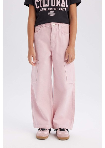 Kız Çocuk Wide Leg Kargo Geniş Paça Jean Pantolon C0451A825SM
