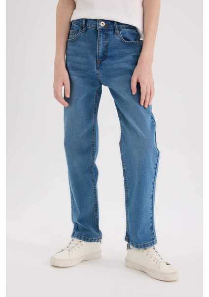 Erkek Çocuk Straight Fit Düz Paça Basic Düz Jean Pantolon D6475A825SM