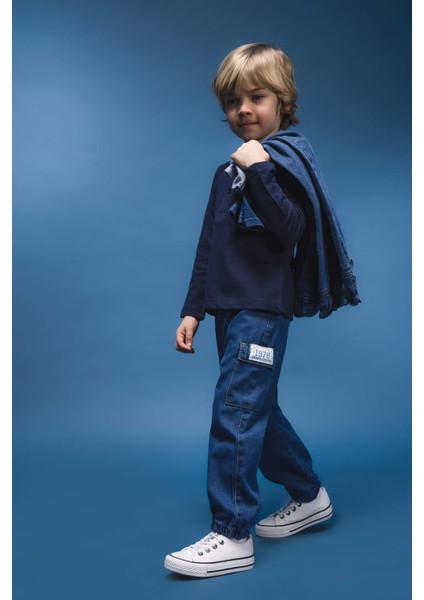 Erkek Bebek Esnek Bantlı Paça Jean Pantolon D7769A525SP