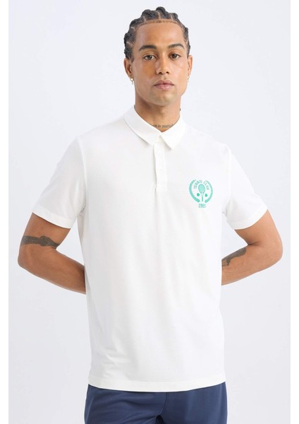 DeFactoFit Standart Fit Baskılı Sporcu Polo Ağır Kumaş Kısa Kollu Tişört C0416AX24SM