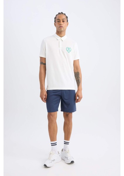 DeFactoFit Standart Fit Baskılı Sporcu Polo Ağır Kumaş Kısa Kollu Tişört C0416AX24SM