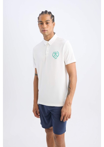 DeFactoFit Standart Fit Baskılı Sporcu Polo Ağır Kumaş Kısa Kollu Tişört C0416AX24SM