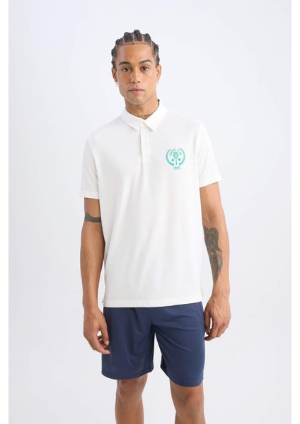 DeFactoFit Standart Fit Baskılı Sporcu Polo Ağır Kumaş Kısa Kollu Tişört C0416AX24SM