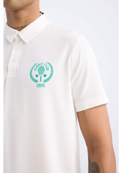 DeFactoFit Standart Fit Baskılı Sporcu Polo Ağır Kumaş Kısa Kollu Tişört C0416AX24SM