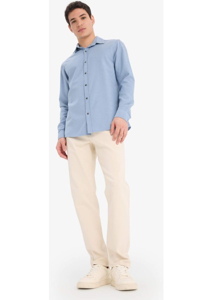 Slim Fit Dar Kesim Pamuklu Basic Düz Uzun Kollu Gömlek A4644AX25SP fiyatları