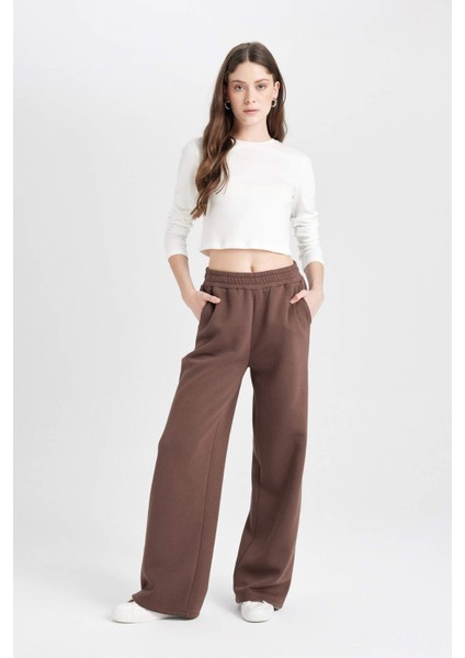 Coool Wide Leg Geniş Bol Paça Eşofman Altı Beli Lastikli Bağcıklı Cepli Basic Düz B3345AX24WN fiyatları