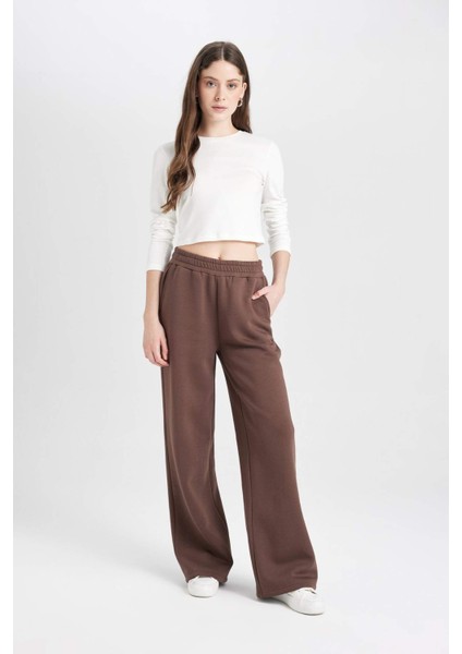 Coool Wide Leg Geniş Bol Paça Eşofman Altı Beli Lastikli Bağcıklı Cepli Basic Düz B3345AX24WN modelleri