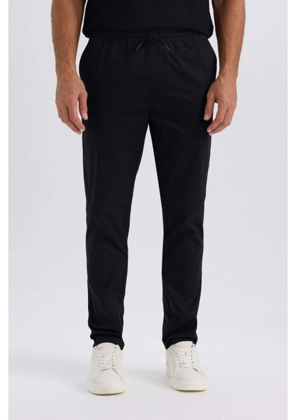 %100 Pamuk Yazlık Jogger Chino Pantolon Beli Bağcıklı Cepli Düz Paça Z9933AZ25SP