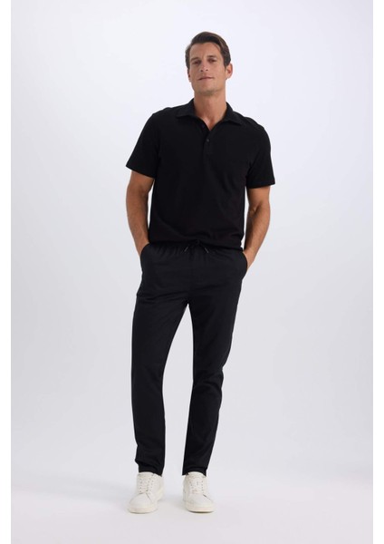 %100 Pamuk Yazlık Jogger Chino Pantolon Beli Bağcıklı Cepli Düz Paça Z9933AZ25SP