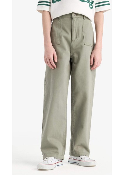 Erkek Çocuk Wide Leg Standart Paça Gabardin Pantolon D7796A825SP