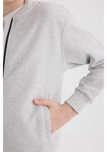 Erkek Çocuk Kolej Yaka Bomber Pike Cardigan D8553A825SP