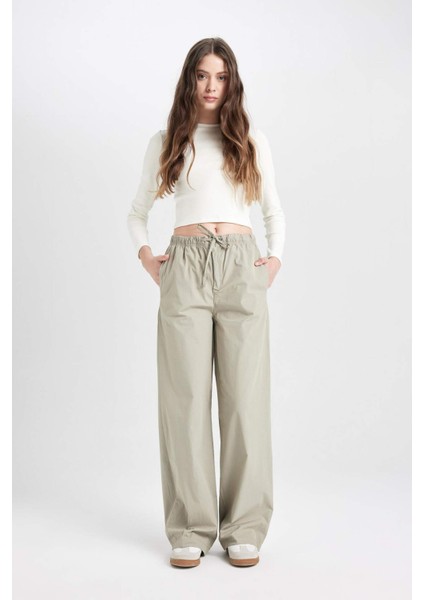 Coool Straight Fit Poplin Pantolon Basic Düz Cepli Lastikli Bel Bağcıklı D3764AX24AU