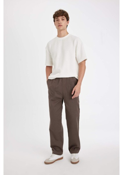 %100 Pamuk Yazlık Jogger Pantolon Wide Leg Bol Rahat Kesim Paraşüt Beli Bağcıklı Geniş Bol Paça C9159AX24AU fiyatları