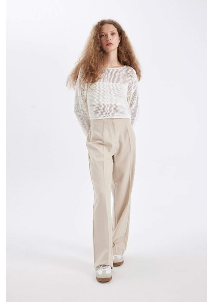 Standart Boy Kumaş Palazzo Pantolon Wide Leg Geniş Bol Paça Basic Düz Yüksek Bel C6402AX24AU