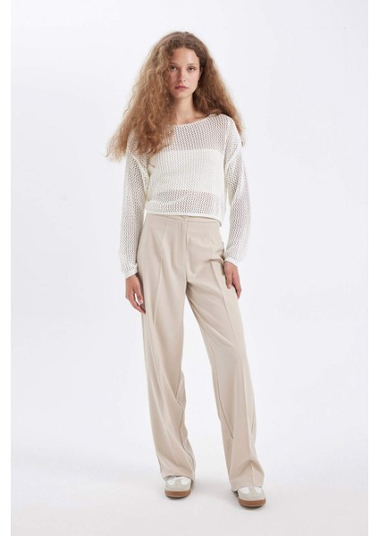 Standart Boy Kumaş Palazzo Pantolon Wide Leg Geniş Bol Paça Basic Düz Yüksek Bel C6402AX24AU