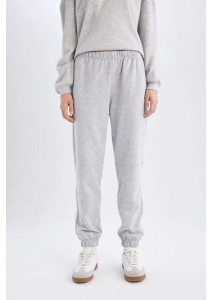 Jogger Eşofman Altı Beli Paçası Lastikli Cepli Uzun Boy Basic Düz D6646AX24WN