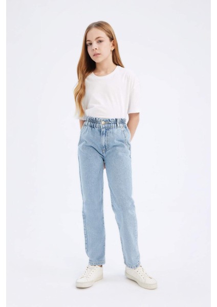 Kız Çocuk Paperbag Jogger Paça Pamuklu Jean Pantolon D7112A825SM