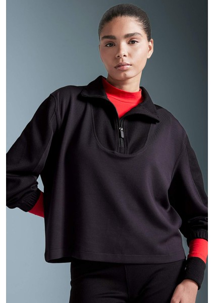 Fit Oversize Geniş Kalıp Dik Yaka Modal Sporcu Sweatshirt D0388AX24AU