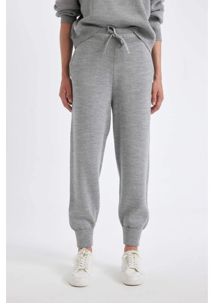Jogger Triko Pantolon Cepli Basic Düz Beli Lastik Bağcıklı R1701AZ24WN