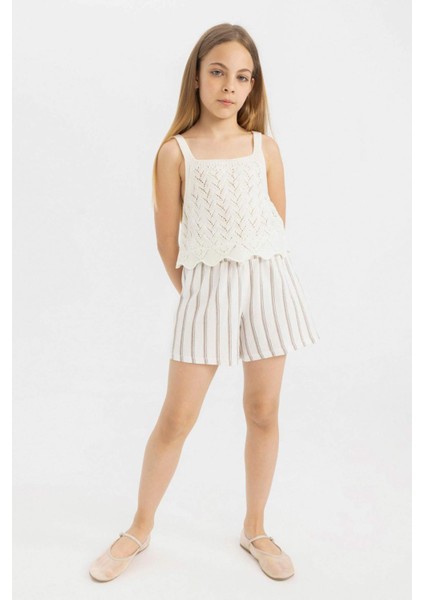 Kız Çocuk Çizgili Paperbag Şort C5714A824SM fiyatları