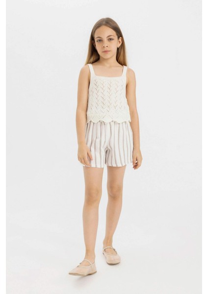 Kız Çocuk Çizgili Paperbag Şort C5714A824SM modelleri