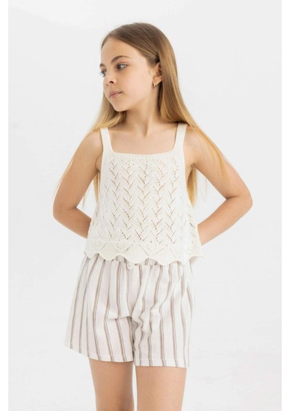 Kız Çocuk Çizgili Paperbag Şort C5714A824SM fırsatları