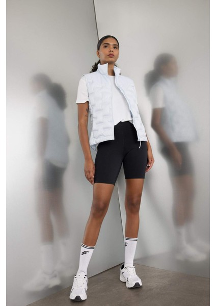 Siyah Yüksek Bel Beli Saran Biker Esnek Kısa Basic Düz Sporcu Tayt Z6741AZ24AU fiyatları