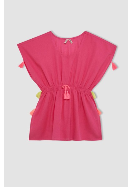 Kız Çocuk Püsküllü Plaj Kimonosu