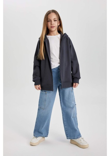 Kız Çocuk Wide Leg Kargo Geniş Paça Jean Pantolon B9821A824SM fırsatları