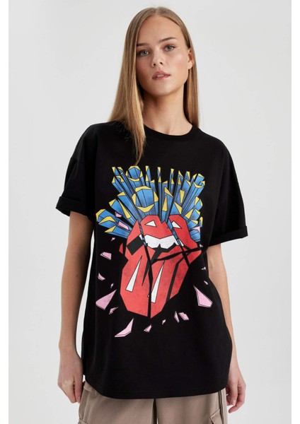 Rolling Stones Oversize Geniş Kalıp Bisiklet Yaka Kısa Kollu Tişört C3771AX24SM