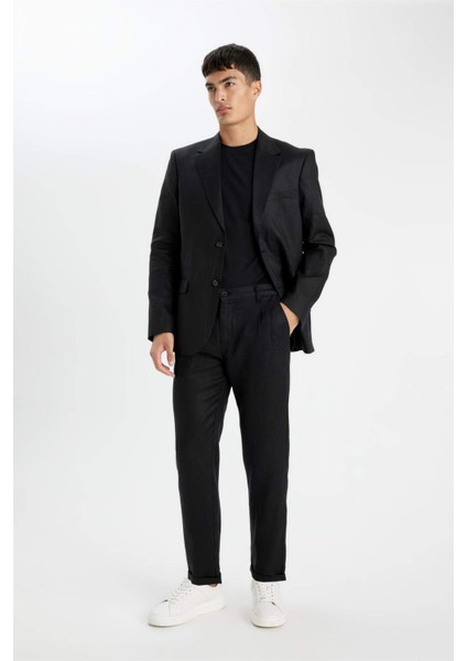 %100 Keten Normal Kesim Crop Duble Paça Yazlık Kumaş Pantolon C1826AX24SM indirimleri