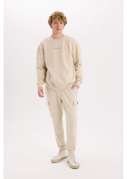Regular Fit Jogger Eşofman Altı Basic Düz Kargo Cepli Lastikli Paça D5252AX25SP