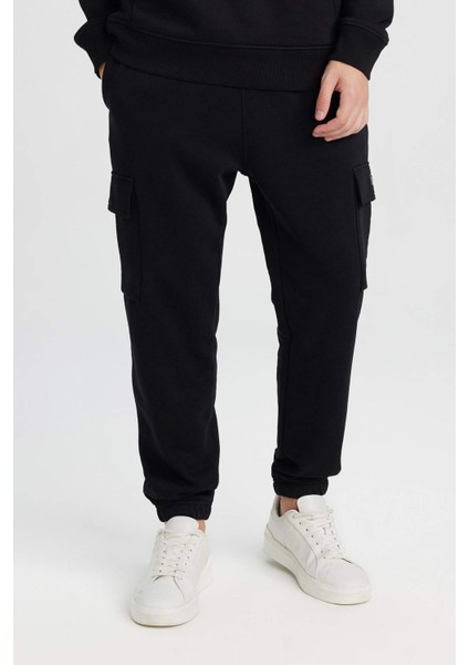 Regular Fit Jogger Eşofman Altı Basic Düz Kargo Cepli Lastikli Paça D5252AX25SP