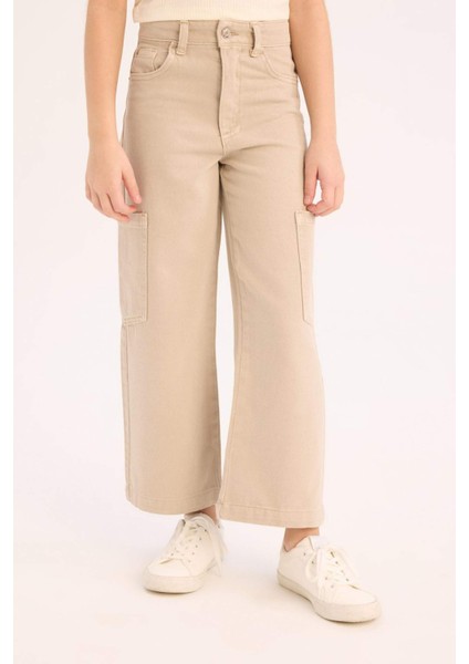 Kız Çocuk Wide Leg Kargo Geniş Paça Jean Pantolon C0451A825SM