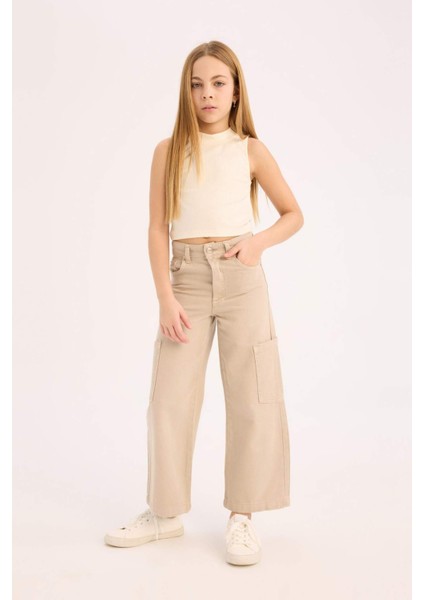 Kız Çocuk Wide Leg Kargo Geniş Paça Jean Pantolon C0451A825SM fiyatları