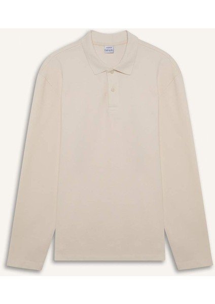 %100 Pamuk New Regular Fit Basic Düz Uzun Kollu Dokulu Pike Polo Tişört D7530AX25SP