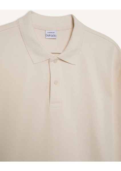 %100 Pamuk New Regular Fit Basic Düz Uzun Kollu Dokulu Pike Polo Tişört D7530AX25SP