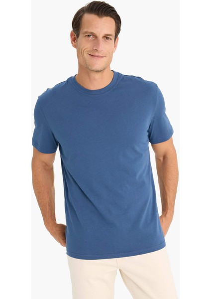 %100 Pamuk New Regular Fit Bisiklet Yaka Basic Düz Kısa Kollu Tişört V7699AZ25SP