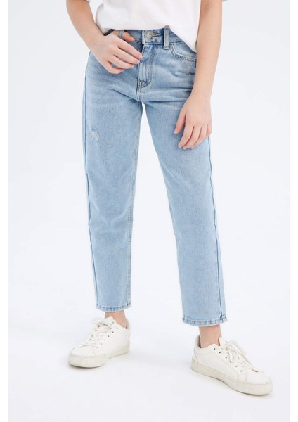 Kız Çocuk Mom Fit Standart Paça Jean Pantolon D7095A825SM