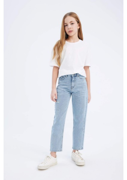 Kız Çocuk Mom Fit Standart Paça Jean Pantolon D7095A825SM