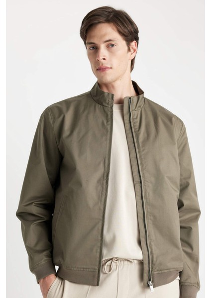 Su İtici Slim Fit Mont Ceket Dar Kesim Dik Yaka Fermuarlı Cepli Astarlı Mevsimlik Hafif İnce D1238AX24WN