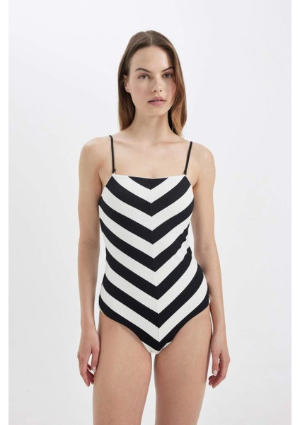 Regular Fit Çizgili Mayo-Fall in Love C2713AX24SM