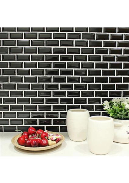 70X70CM 1 Adet Yapışkanlı Beyaz Derzli Siyah Tuğla Desen Hol Salon Mutfak Duvar Kağıdı Paneli NW150 modelleri