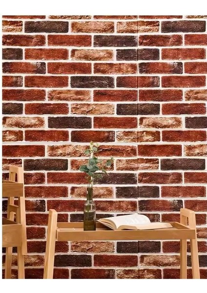70X70CM 1 Adet Silinebilir Yapışkanlı Çok Renkli Tuğla Desen Salon Şömine Duvar Kağıdı Paneli NW149