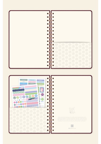 A5 Spiralli Sert Kapak Keten Düz Çizgisiz Tarihsiz Not Defteri Bordo